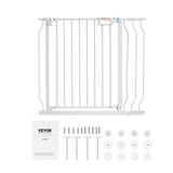 Dog Playpens & Gates: VEVOR Baby Gate, 749-990 mm Extra Wide, 762 mm High, Dog Gate for Stairs Doorways and House, Easy Step Walk Thru Auto Close Child Gate Pet Security Gate with Pressure Mount Kit & Wall Mount Kit, White