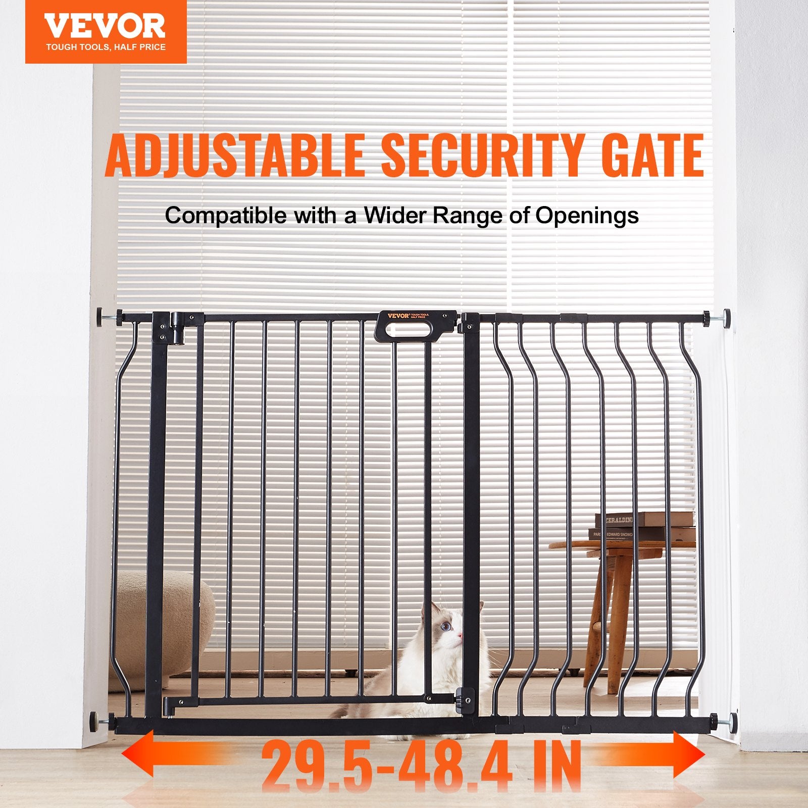 Dog Playpens & Gates: VEVOR Baby Gate, 749-1229 mm Extra Wide, 762 mm High, Dog Gate for Stairs Doorways and House, Easy Step Walk Thru Auto Close Child Gate Pet Security Gate with Pressure Mount and Wall Mount Kit, Black
