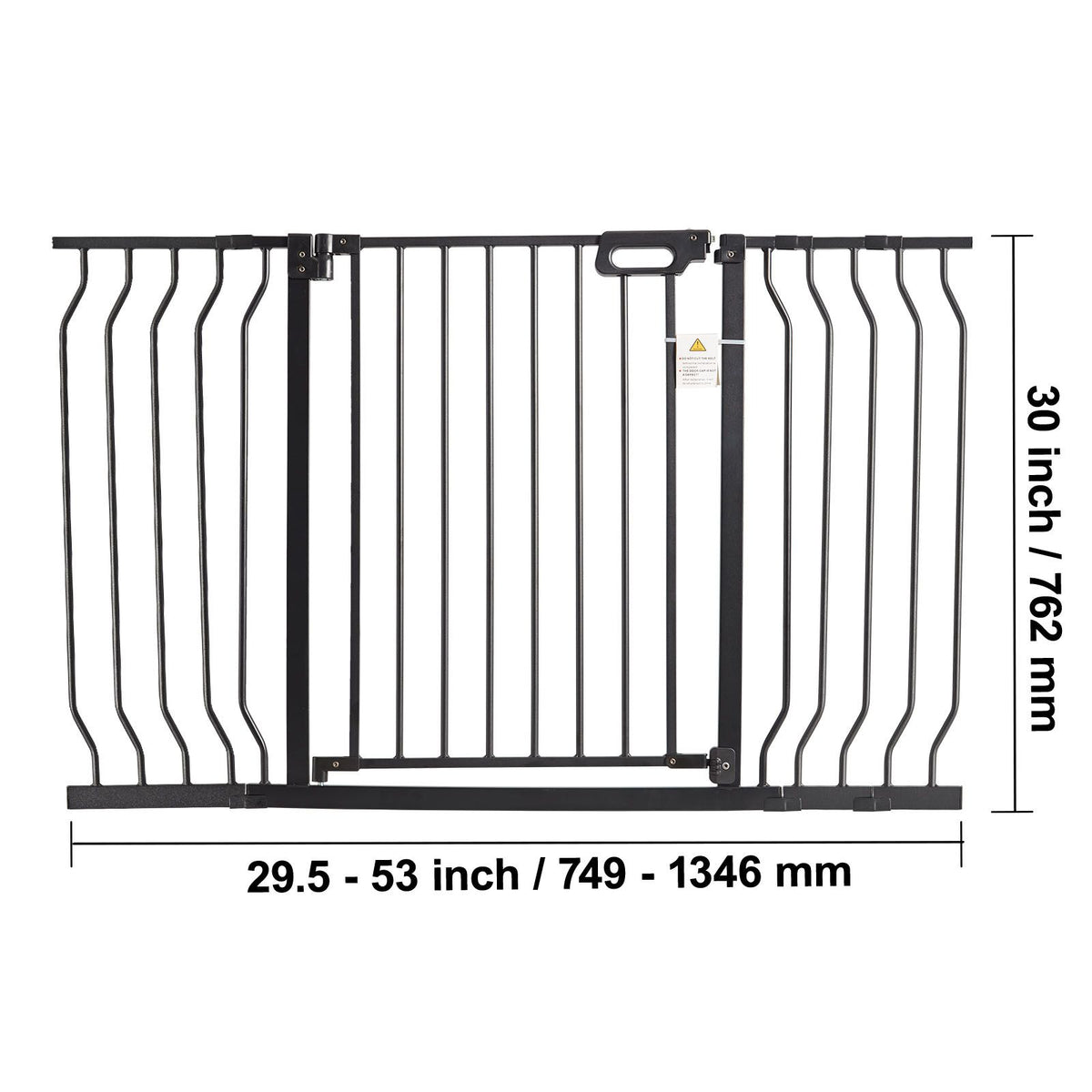 Baby Gate, 749-1346 mm Extra Wide, 762 mm High, Dog Gate for Stairs Doorways and House, Easy Step Walk Thru Auto Close Child Gate Pet Security Gate with Pressure Mount and Wall Mount Kit, Black