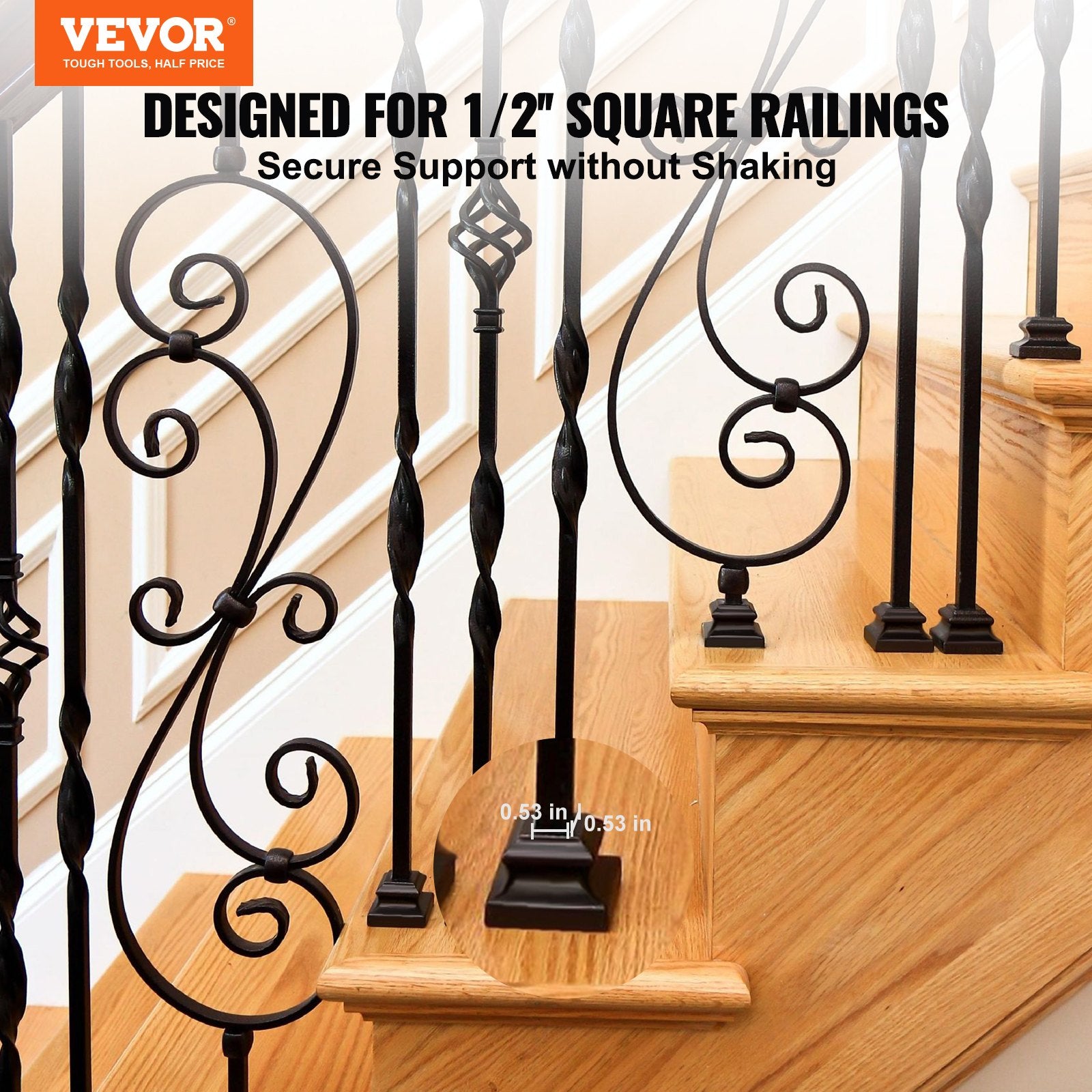 Building Toys: VEVOR 50 PCS Aluminum Alloy Baluster Flat Shoes Wrought Spindles for Staircase