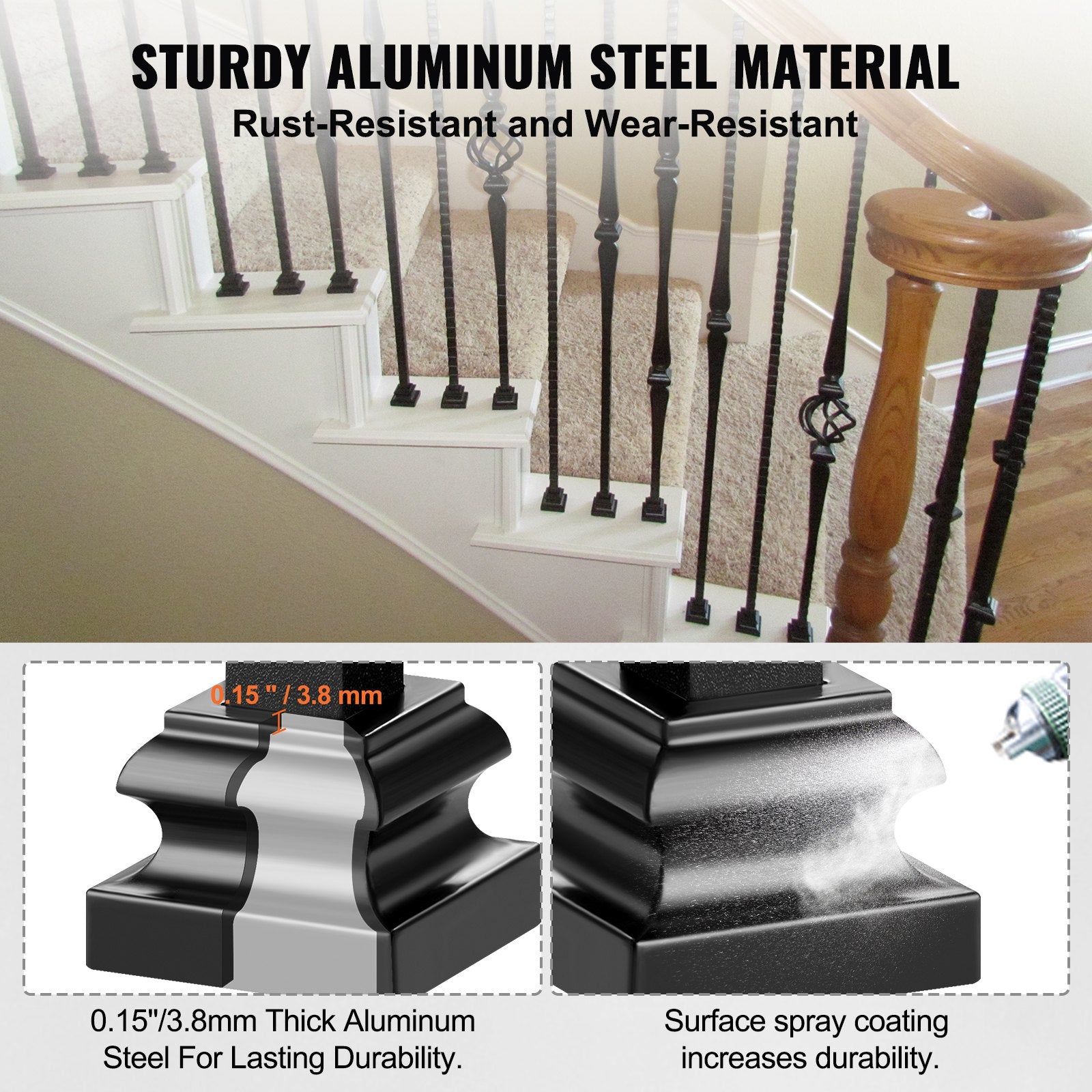 Building Toys: VEVOR 50 PCS Aluminum Alloy Baluster Flat Shoes Wrought Spindles for Staircase