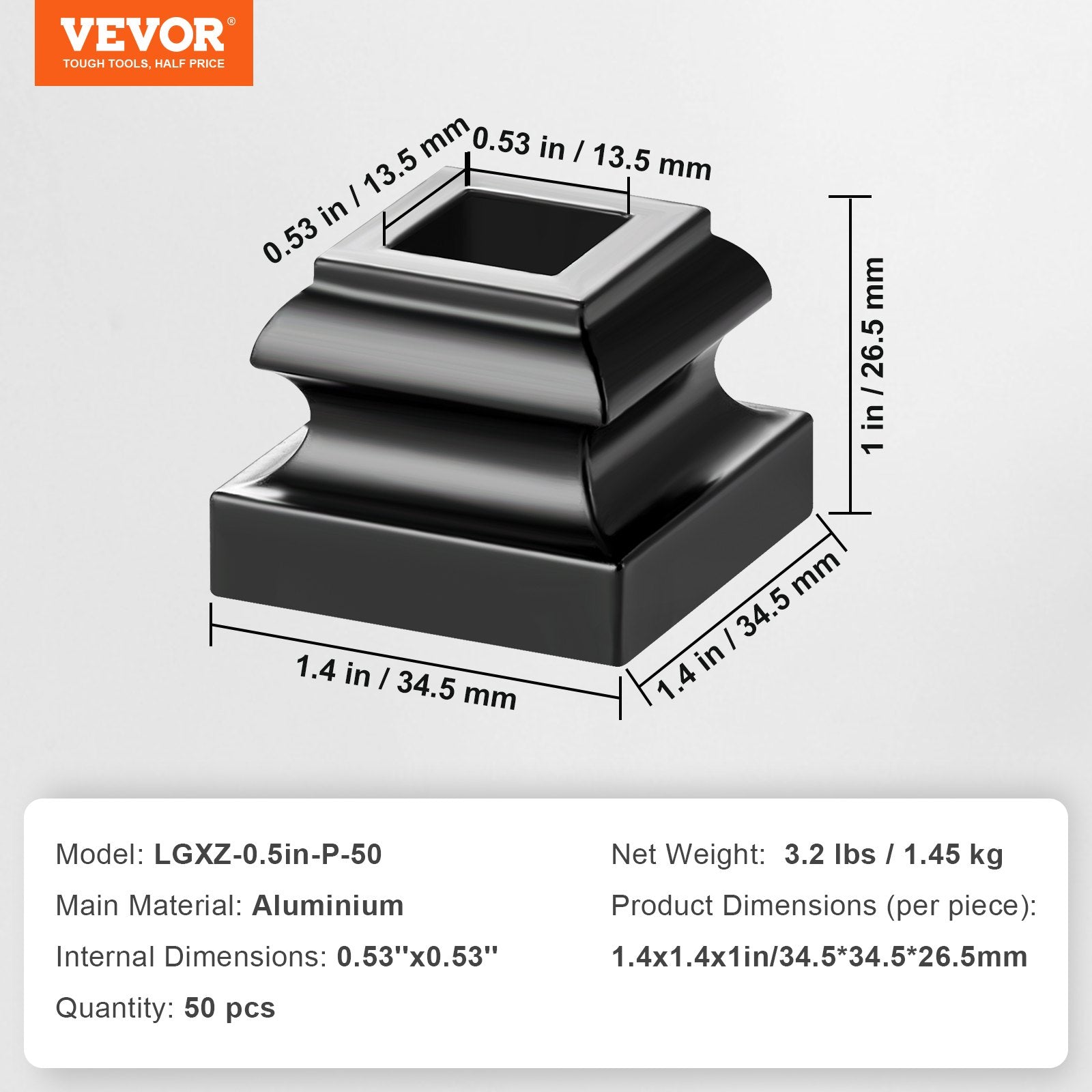 Building Toys: VEVOR 50 PCS Aluminum Alloy Baluster Flat Shoes Wrought Spindles for Staircase
