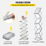 Kid's Tables, Chairs & Seats: VEVOR Literature Rack, 6 Pockets, Pop up Aluminum Magazine Rack, Lightweight Catalog Holder Stand w/Carrying Bag for Living Room, Hotel, Trade Show, Exhibition, Office