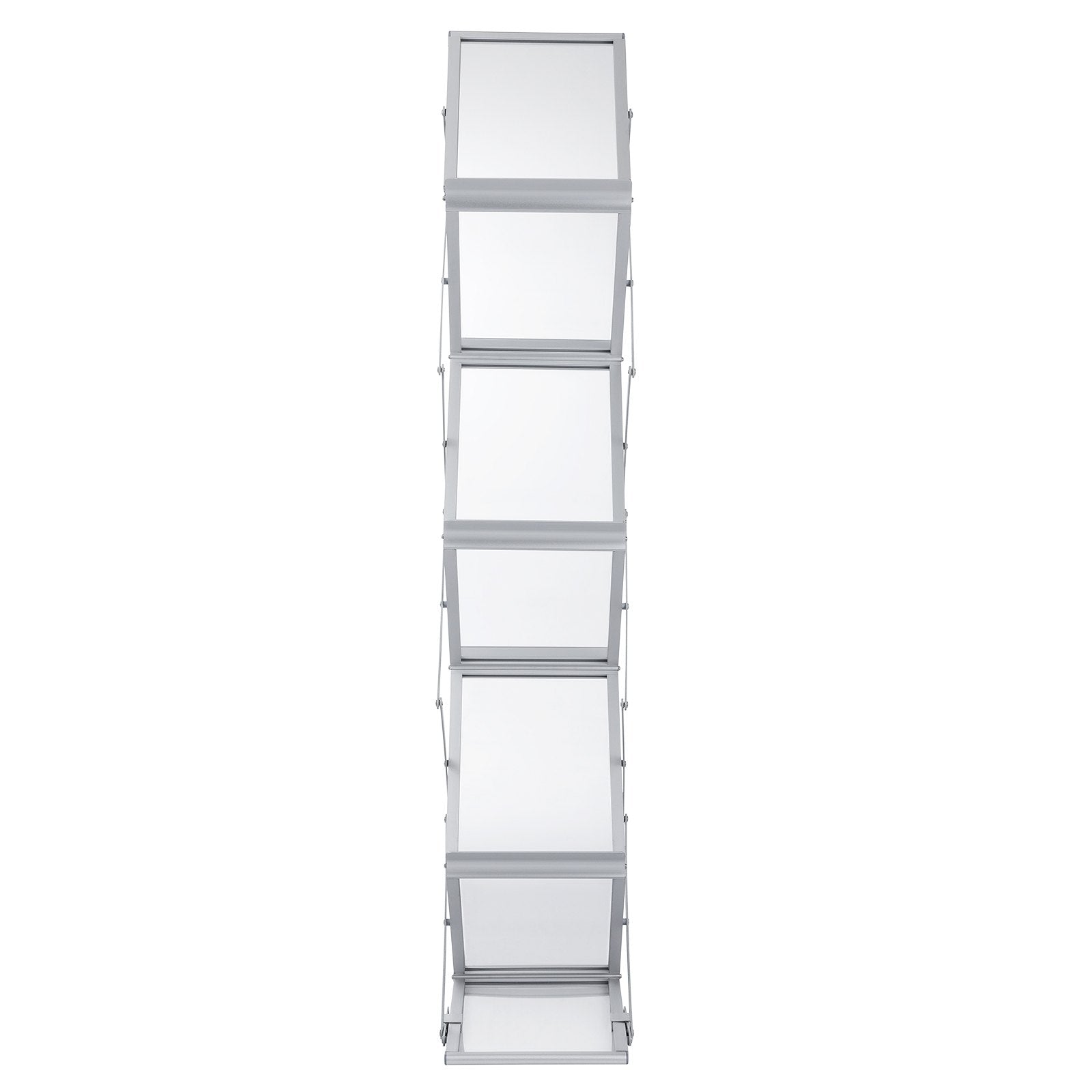 Literature Rack, 6 Pockets, Pop up Aluminum Magazine Rack, Lightweight Catalog Holder Stand w/Carrying Bag for Living Room, Hotel, Trade Show, Exhibition, Office