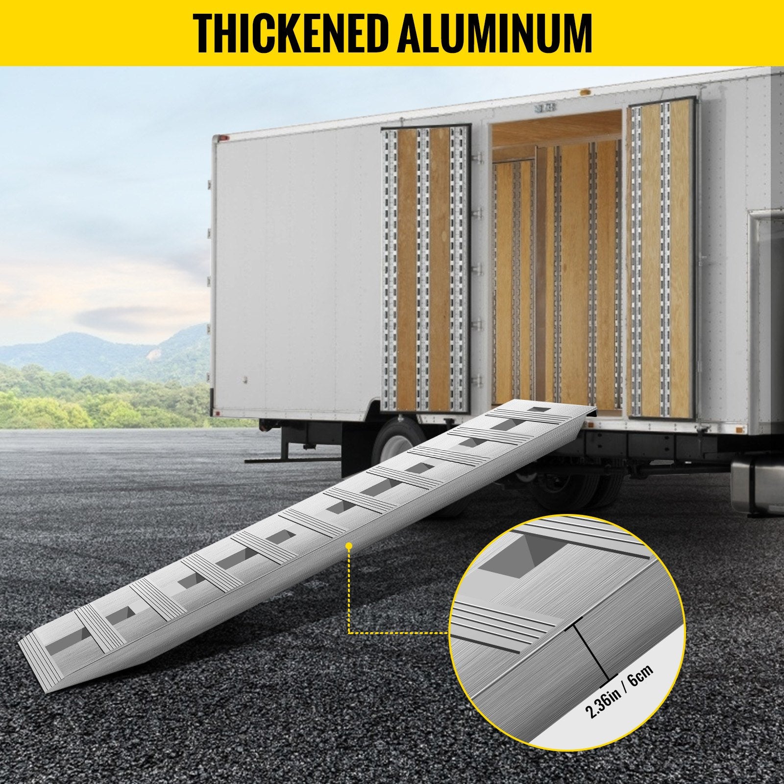 Automotive Loading Ramps: VEVOR 60' X 12' X 2.5'Aluminum Trailer Ramps 6000LBS Total Beavertail Hook End 1 Pair 2 Ramps