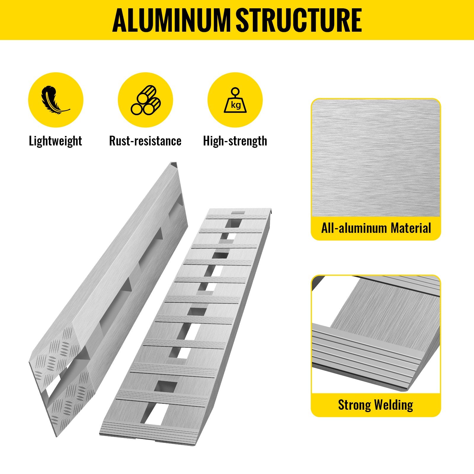 Automotive Loading Ramps: VEVOR 60' X 12' X 2.5'Aluminum Trailer Ramps 6000LBS Total Beavertail Hook End 1 Pair 2 Ramps