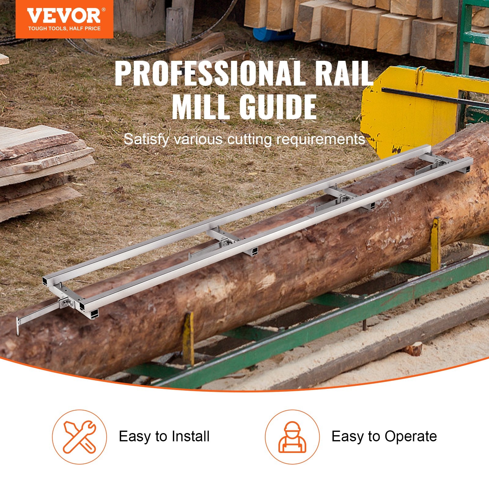 Fence & Gate Accessories: VEVOR Rail Mill Guide System, 9 ft Milling Guide, 4 Crossbar Kits Chainsaw Mill Rail Guide, Aluminum Adjustable Saw Mill Rail System Work with Chainsaw Mills for Builders and Woodworkers