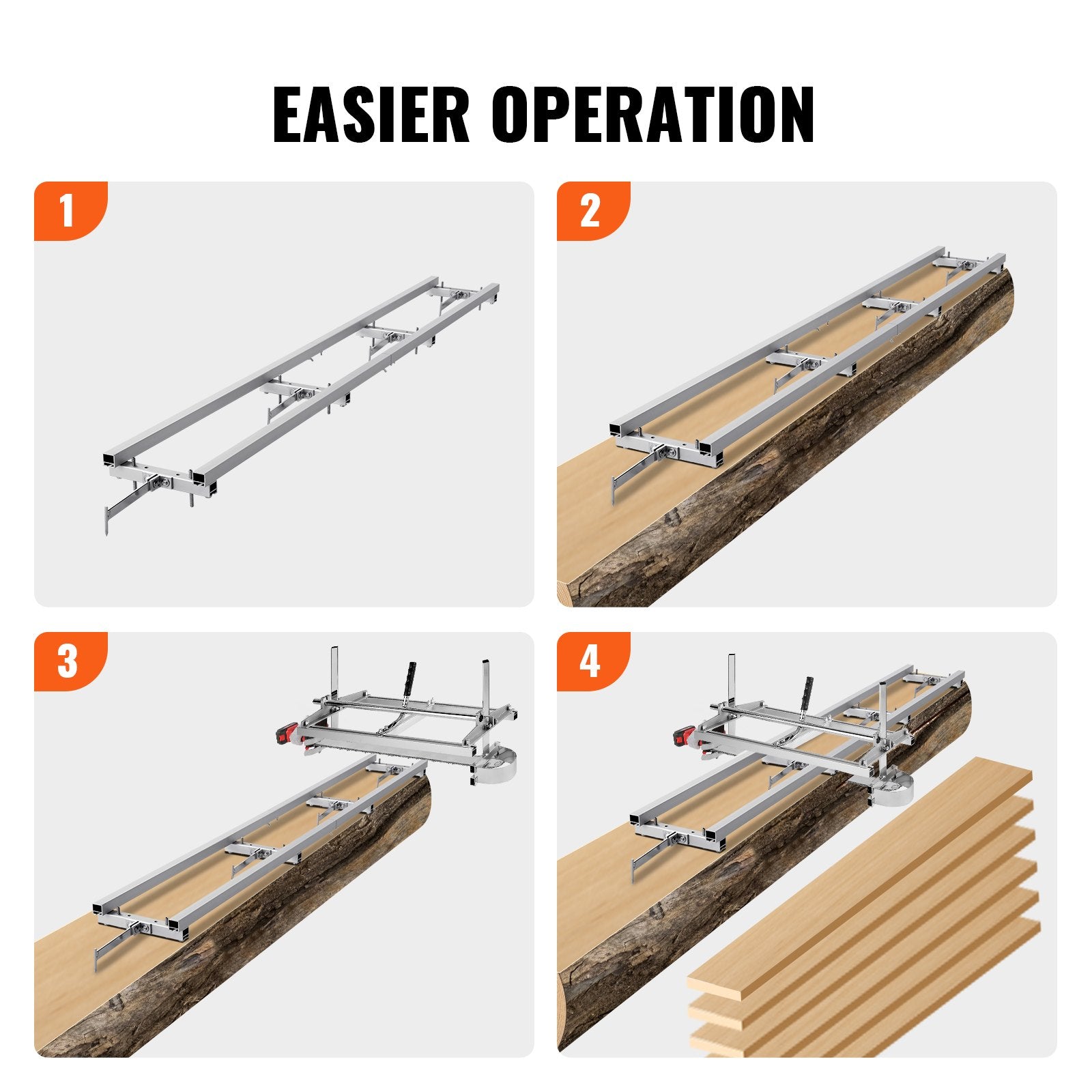 Fence & Gate Accessories: VEVOR Rail Mill Guide System, 9 ft Milling Guide, 4 Crossbar Kits Chainsaw Mill Rail Guide, Aluminum Adjustable Saw Mill Rail System Work with Chainsaw Mills for Builders and Woodworkers