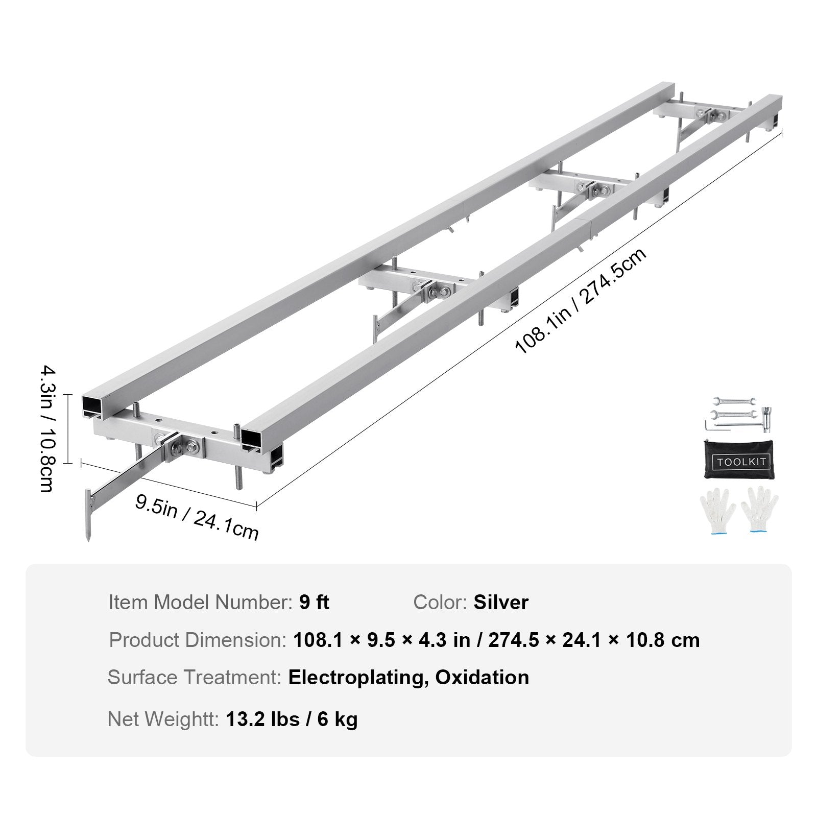 Fence & Gate Accessories: VEVOR Rail Mill Guide System, 9 ft Milling Guide, 4 Crossbar Kits Chainsaw Mill Rail Guide, Aluminum Adjustable Saw Mill Rail System Work with Chainsaw Mills for Builders and Woodworkers