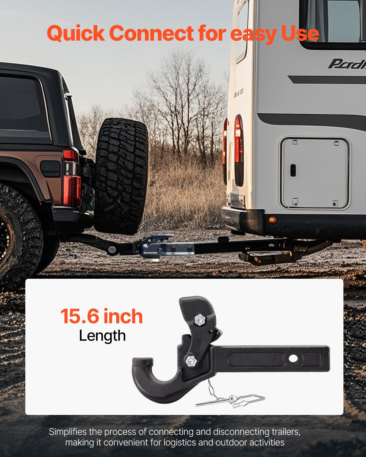 Automotive Repair & Speciality Tools: VEVOR Pintle Hitch 50.4 mm Receiver Hook 63.5 - 76.2 mm Lunette Ring 9070 kg