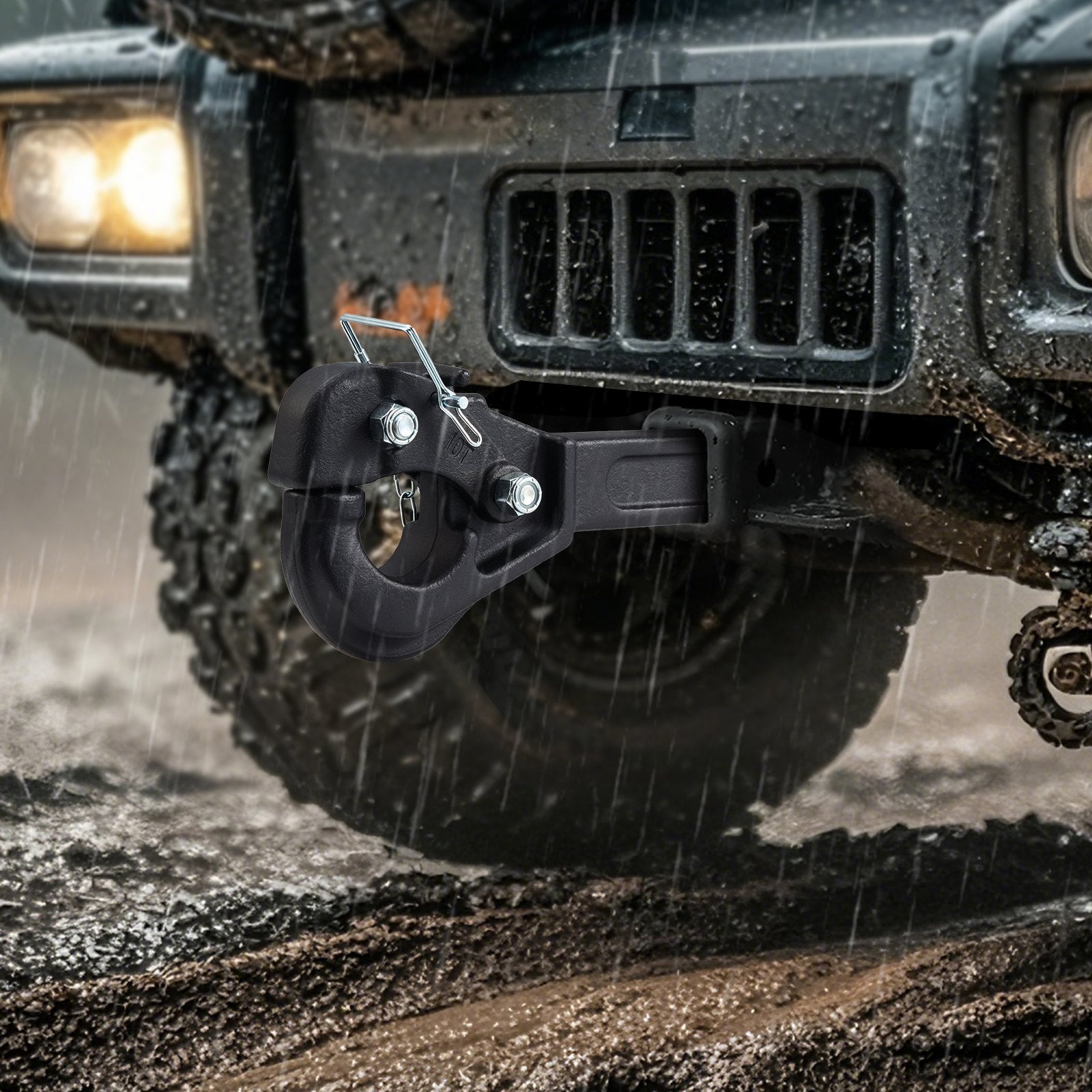 Automotive Repair & Speciality Tools: VEVOR Pintle Hitch 50.4 mm Receiver Hook 63.5 - 76.2 mm Lunette Ring 9070 kg