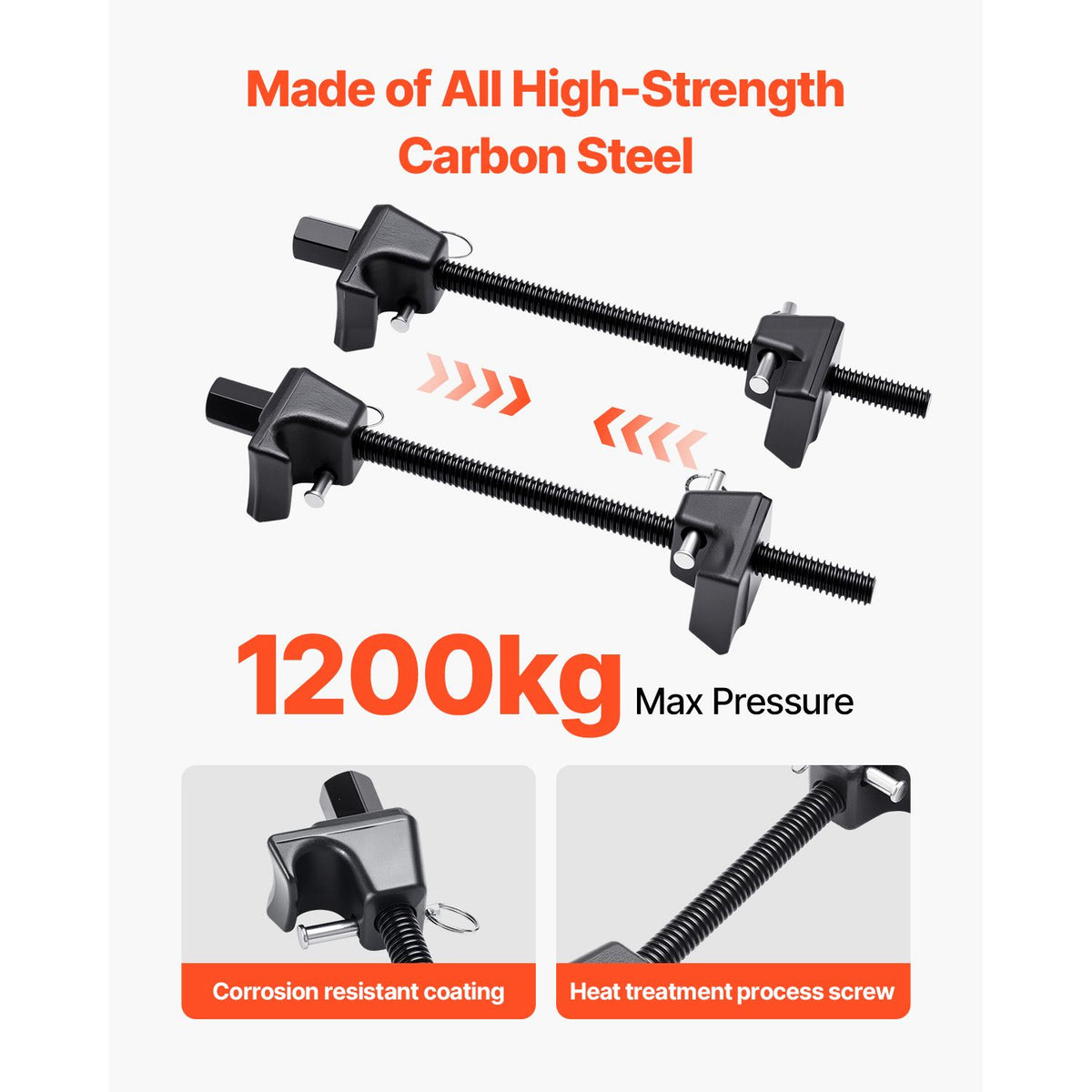 Strut Spring Compressor, 2 Pack, Heavy Duty Coil Spring Compressor Tool with 10.4 Inches(256 mm) Range, Compatible with 0.86 inches(22 mm) Hex Sockets, Fit for Car Truck Motorcycle, Black