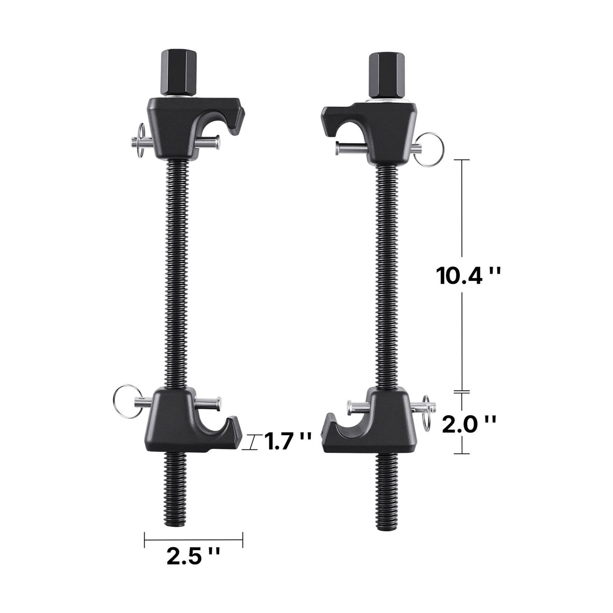 Strut Spring Compressor, 2 Pack, Heavy Duty Coil Spring Compressor Tool with 10.4 Inches(256 mm) Range, Compatible with 0.86 inches(22 mm) Hex Sockets, Fit for Car Truck Motorcycle, Black