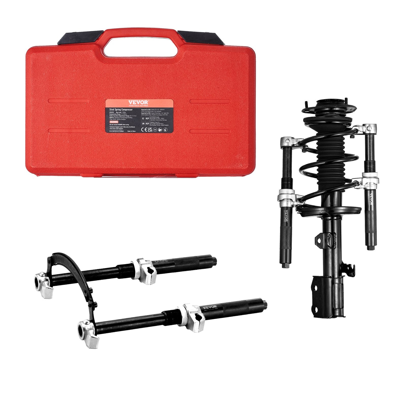 Automotive Repair & Speciality Tools: VEVOR Coil Spring Compressor Tool, 2 pcs Heavy Duty Macpherson Strut Spring Compressor Set, 2646 lbs Strut Spring Compressor with Safety Bracket and Carrying Case, for Car Truck ATV UTV