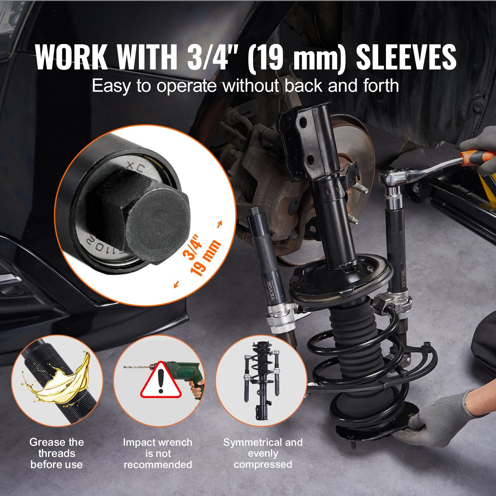 Automotive Repair & Speciality Tools: VEVOR Coil Spring Compressor Tool, 2 pcs Heavy Duty Macpherson Strut Spring Compressor Set, 2646 lbs Strut Spring Compressor with Safety Bracket and Carrying Case, for Car Truck ATV UTV