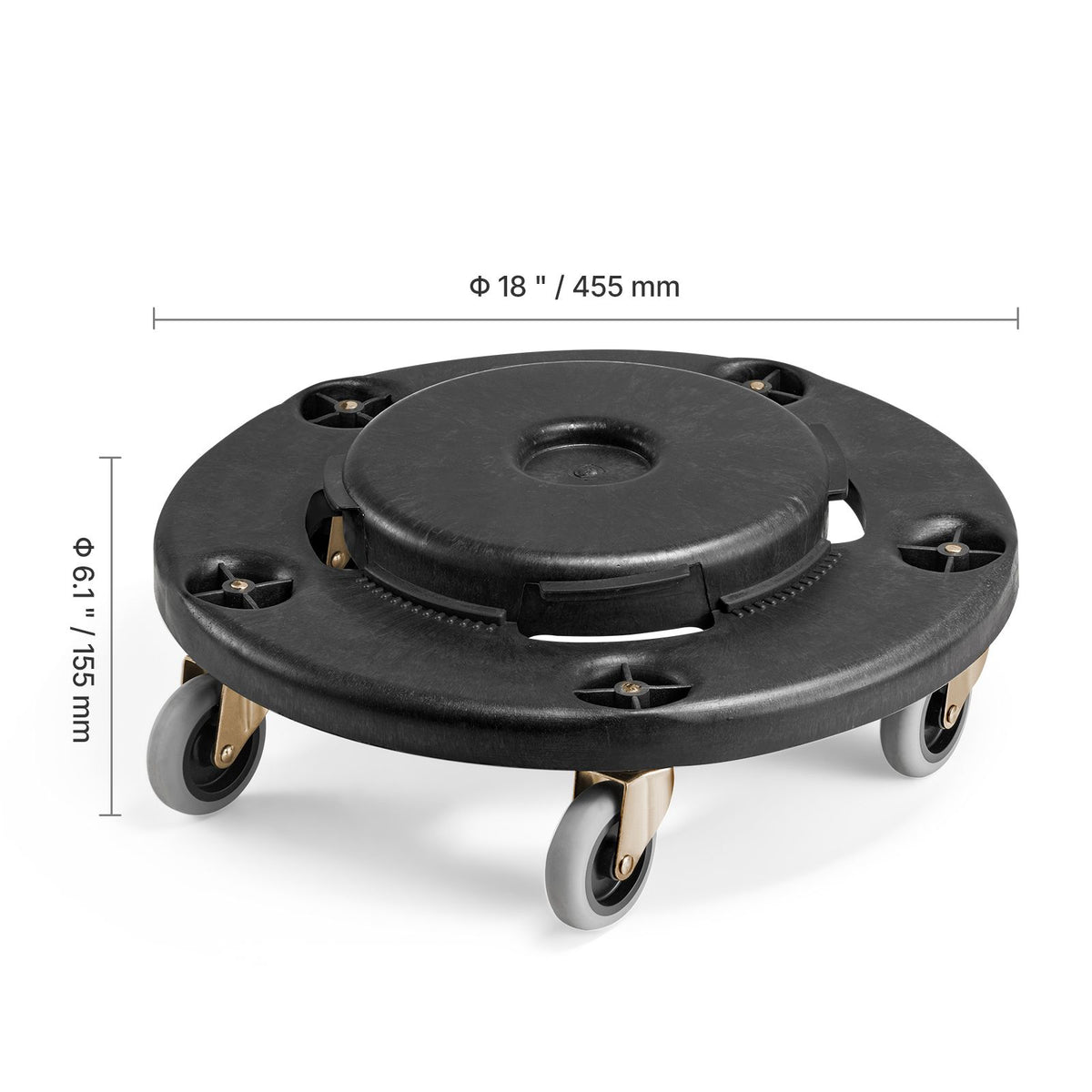 Trash Can Dolly, Fit 20, 32, 44, 55 Gallon Containers, Round Trash Can Roller Base with 4 Lockable Wheels, 500lbs Weight Capacity, Heavy Duty Barrel Dolly, Multi-Functional Rolling Dolly Cart