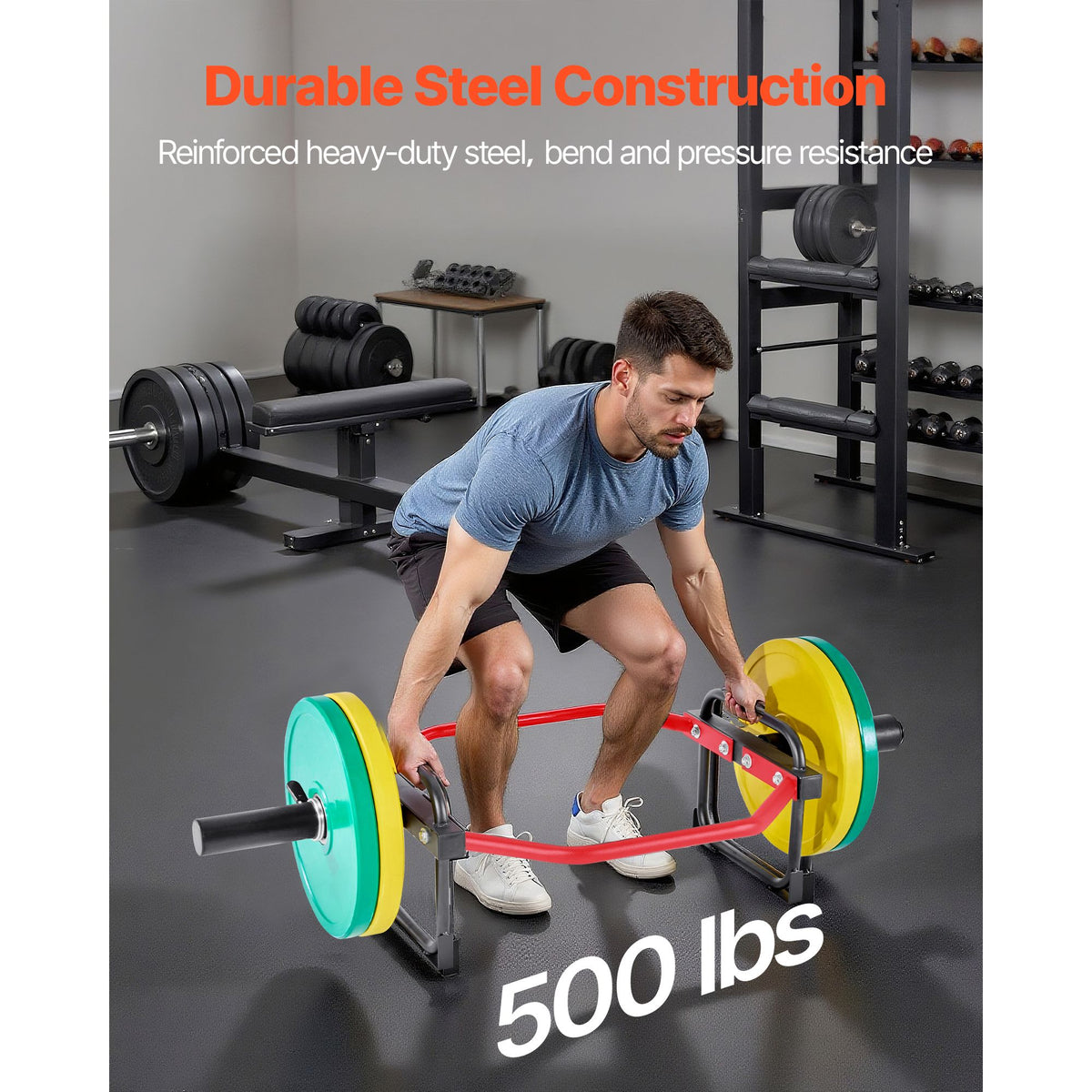 Trap Bar Hex Bar, 50mm Hex Barbell, 240 kg Capacity Shrug Bars, Weightlifting and Strength Training Equipment, Home Gym for Squats, Deadlifts, Shoulder Presses, Red