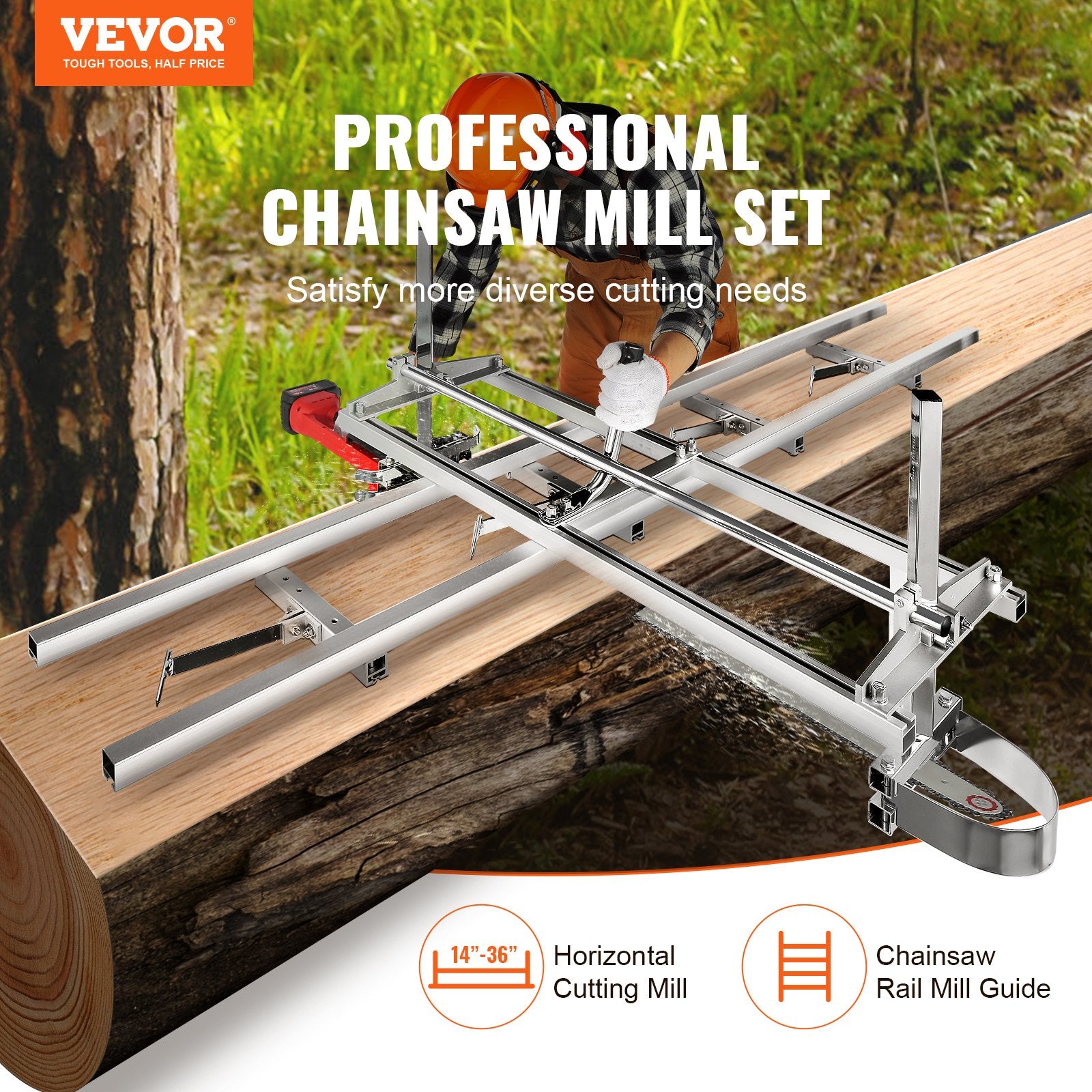 Fence & Gate Accessories: VEVOR Chainsaw Mill 14"-36" Guide Bar and 9 ft Aluminum Rail Mill Guide System