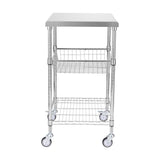 Kitchen & Dining Trolleys: VEVOR Kitchen Utility Cart, 3 Tiers, Wire Rolling Cart with 213kg Capacity, Steel Service Cart on Wheels, Metal Storage Trolley with 76mm Basket Curved Handle PP Liner 6 Hooks, for Indoor and Outdoor