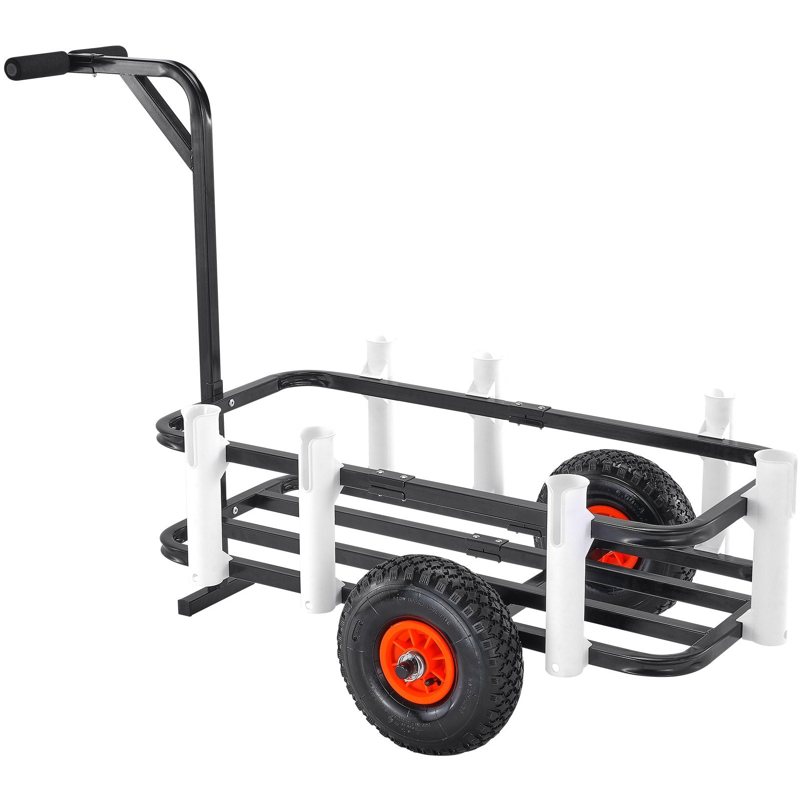 Tents: VEVOR Beach Fishing Cart, 91 kg Load Capacity, Fish and Marine Cart with Two 275 mm Big Wheels Rubber Balloon Tires for Sand, Heavy-Duty Steel Pier Wagon Trolley with 7 Rod Holders for Fishing, Picnic