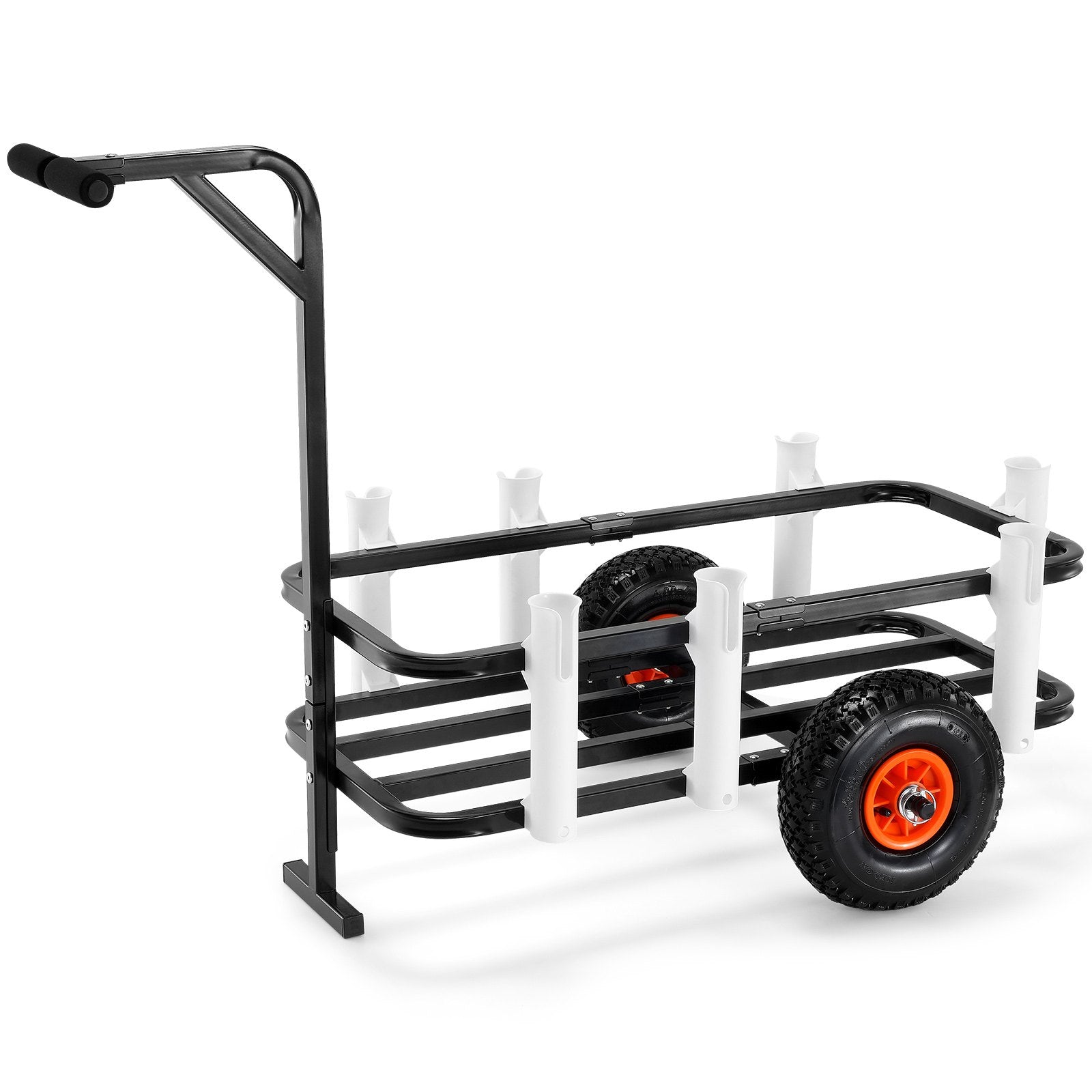 Tents: VEVOR Beach Fishing Cart, 91 kg Load Capacity, Fish and Marine Cart with Two 275 mm Big Wheels Rubber Balloon Tires for Sand, Heavy-Duty Steel Pier Wagon Trolley with 7 Rod Holders for Fishing, Picnic