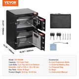 Electronic Door Locks: VEVOR Double Door 3.5 cu.ft Safe Box with Key Lock Password Fireproof Bag Black