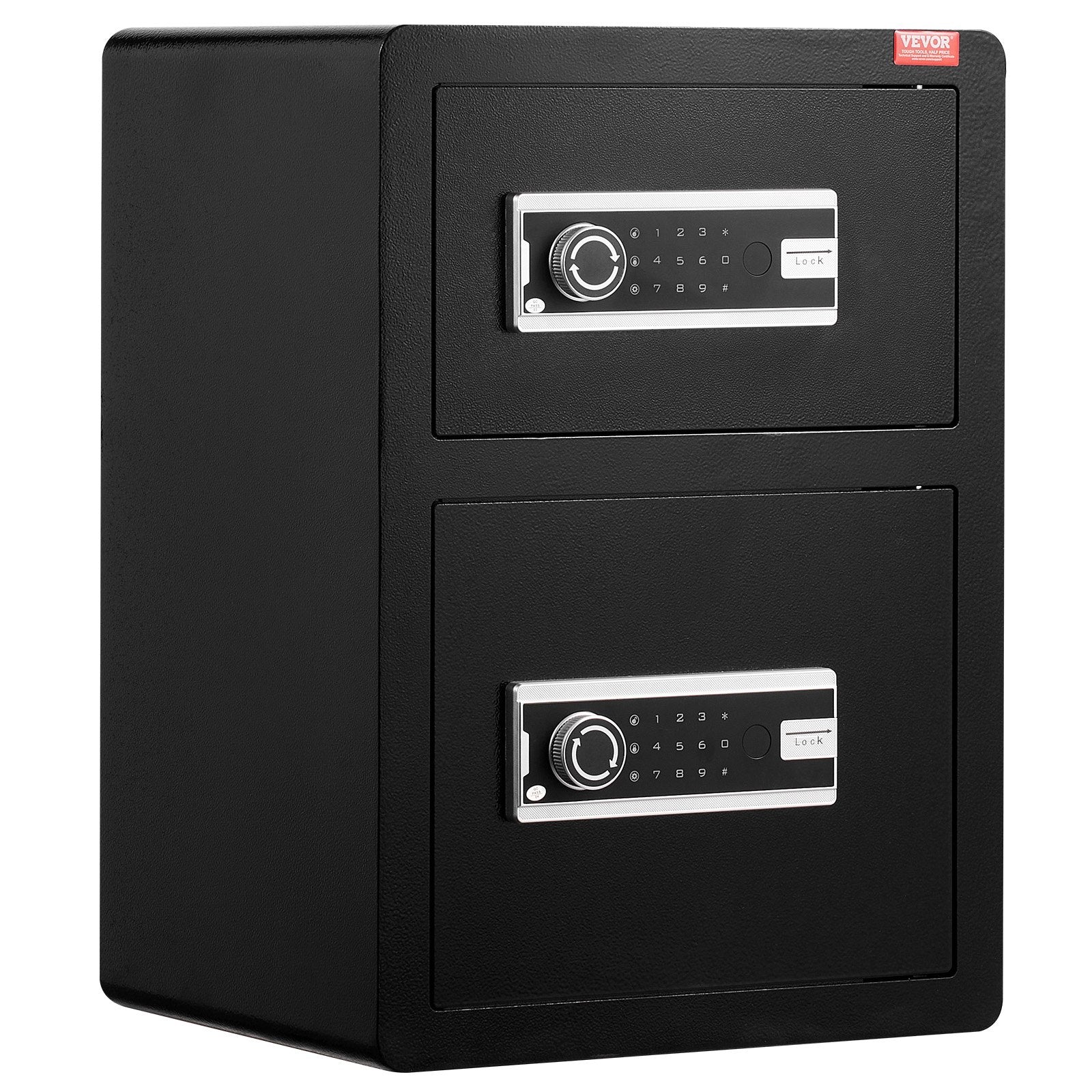 Electronic Door Locks: VEVOR Double Door 3.5 cu.ft Safe Box with Key Lock Password Fireproof Bag Black