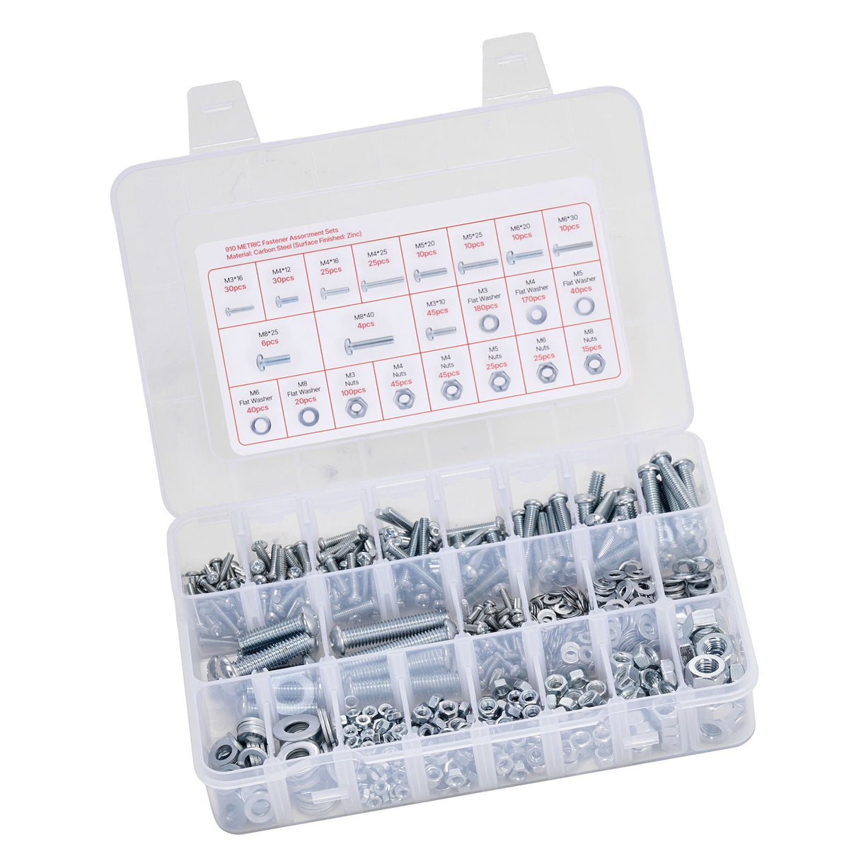 2250 Pcs Bolts and Nuts Assortment Kit, Metric + Imperial Machine Screws and Flat Washers, Alloy Steel M3/M4/M5/M6/M8 Multiple Size, for Equipment/Vehicle Assembly,Galvanized White