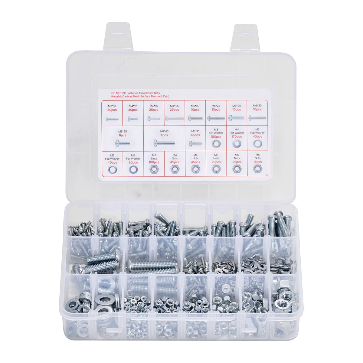 2250 Pcs Bolts and Nuts Assortment Kit, Metric + Imperial Machine Screws and Flat Washers, Alloy Steel M3/M4/M5/M6/M8 Multiple Size, for Equipment/Vehicle Assembly,Galvanized White
