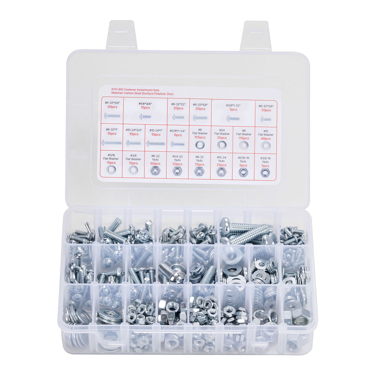 2250 Pcs Bolts and Nuts Assortment Kit, Metric + Imperial Machine Screws and Flat Washers, Alloy Steel M3/M4/M5/M6/M8 Multiple Size, for Equipment/Vehicle Assembly,Galvanized White