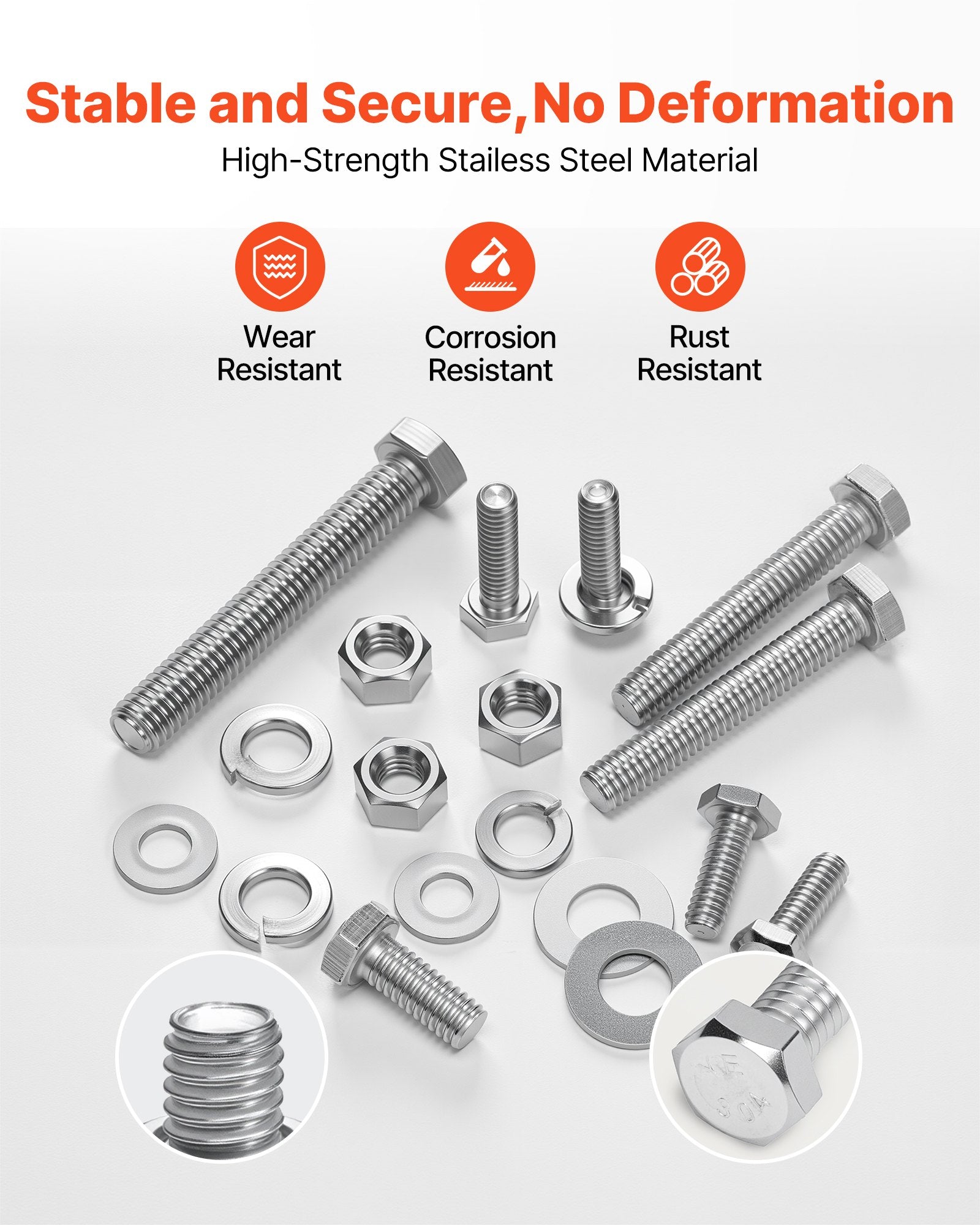 Automotive Repair & Speciality Tools: VEVOR 246 Pcs Bolts and Nuts Assortment Kit, Imperial Screws and Flat Washers, Stainless Steel 1/4-20,5/16-18,3/8-16, Spring Lock Washers for Furniture / Equipment /Vehicle Assembly with Case