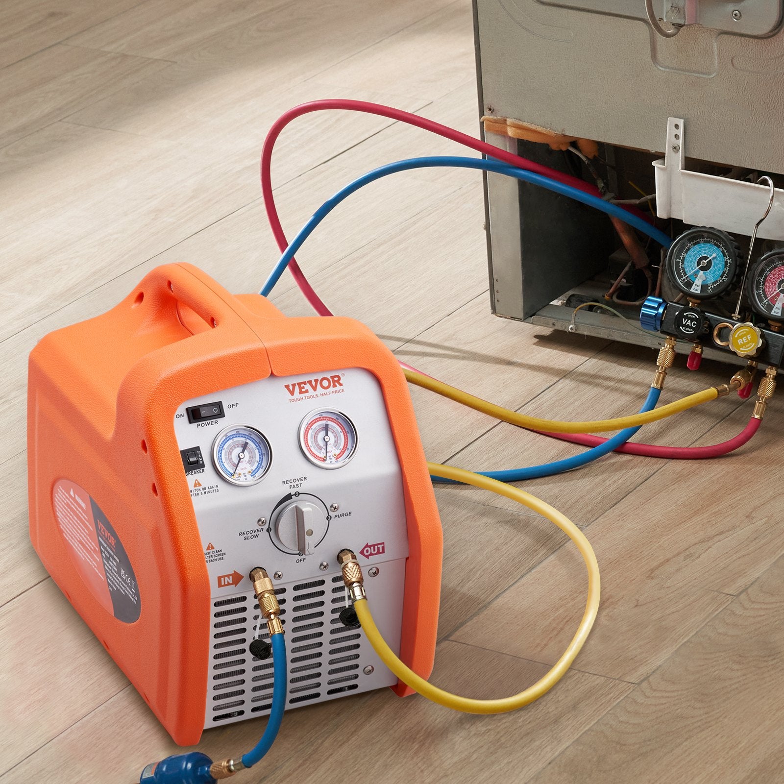 Food Storage: VEVOR Portable 3/4 HP Refrigerant Recovery Machine for Vapor Liquid Refrigerant