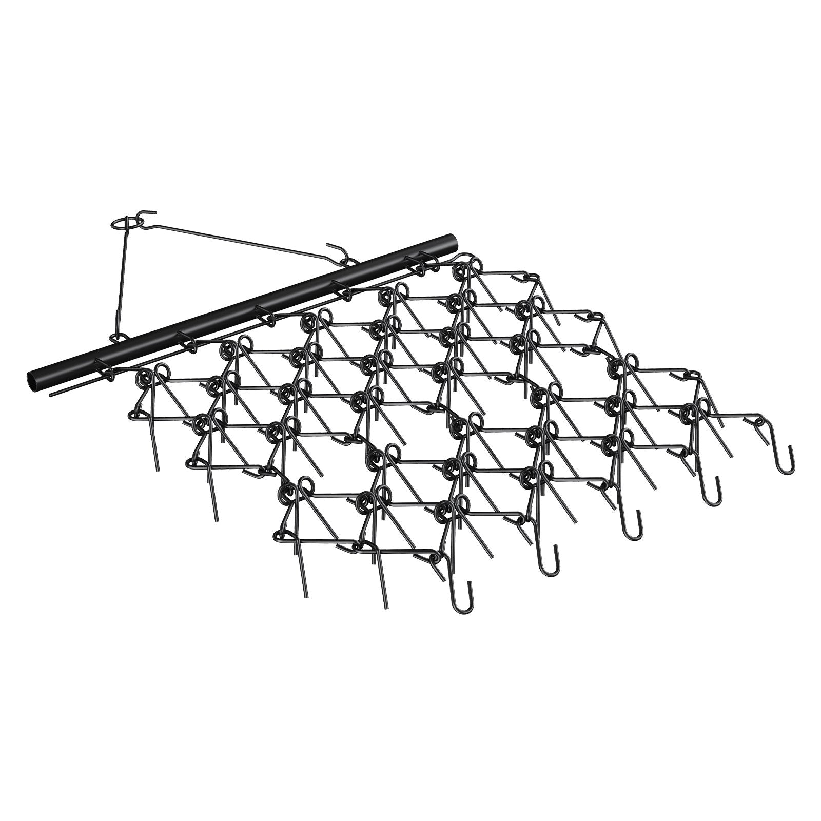 Drag Harrow, 4'x4' Heavy-Duty Chain Harrow with 69 Teeth, ATV UTV Tractor Attachments Field Drag Mat for Sod Prepping, Seeding Lawns, Landscape Leveling, Harrow Rake for Gravel Driveway Yard