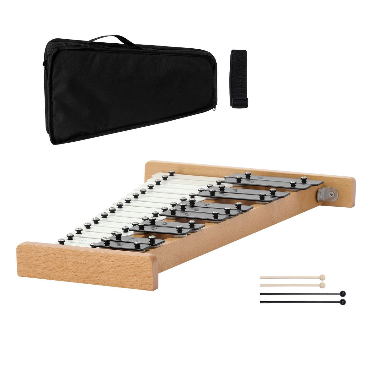 Glockenspiel Xylophone, 27 Notes, Professional Xylophone Percussion Instrument, with Metal Keys, Includes 4 Mallets, Carrying Bag, Beginner Musical Instrument for Adults and Kids Music Teaching