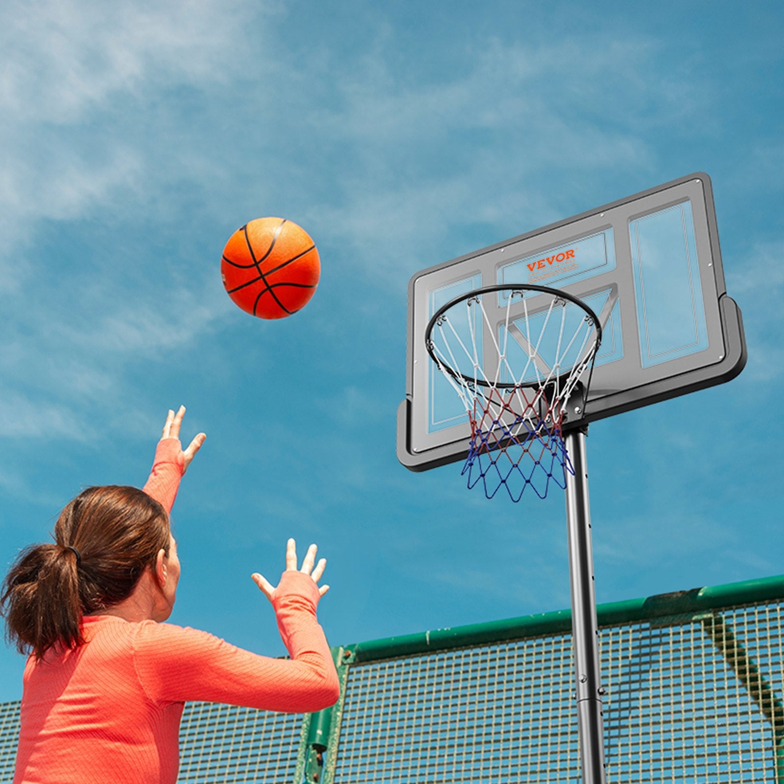 Basketball & Basketball Accessories: VEVOR Basketball Hoop, 4-10 ft Adjustable Height Portable Backboard System, 44 inch Basketball Hoop & Goal, Kids & Adults Basketball Set with Wheels, Stand, and Fillable Base, for Outdoor/Indoor