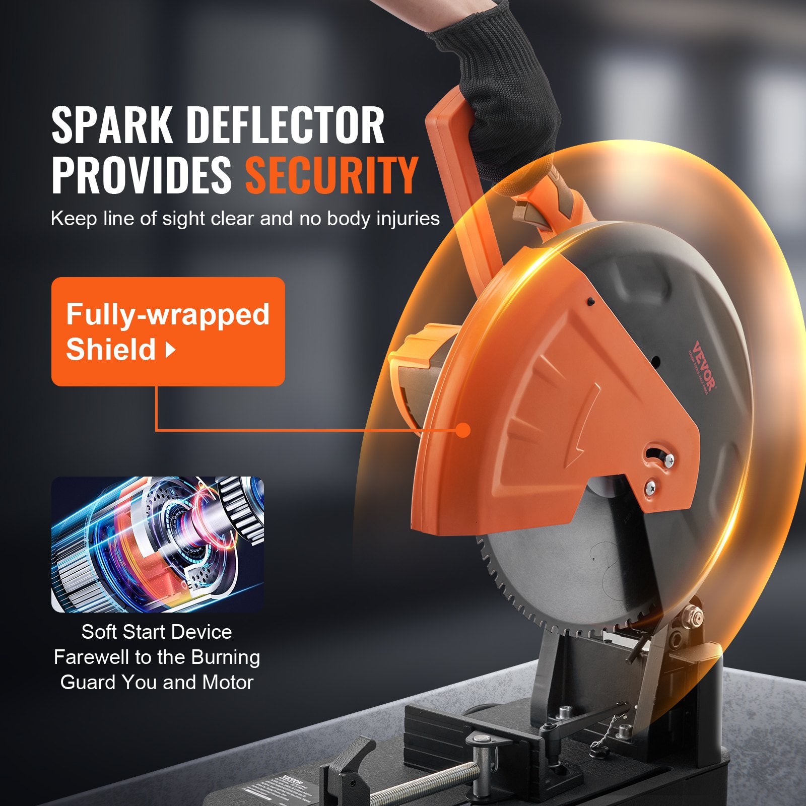 Chainsaws: VEVOR Chop Saw, 14"/355mm Blade Diameter Cut Off Saw, 2800W 1200RPM Steel Cutting Machine, Adjustable Dry Cut Chop Saw, Miter Saw for Cutting Metal Cold Cut Saw for Steel/Rebar/Iron/Aluminum