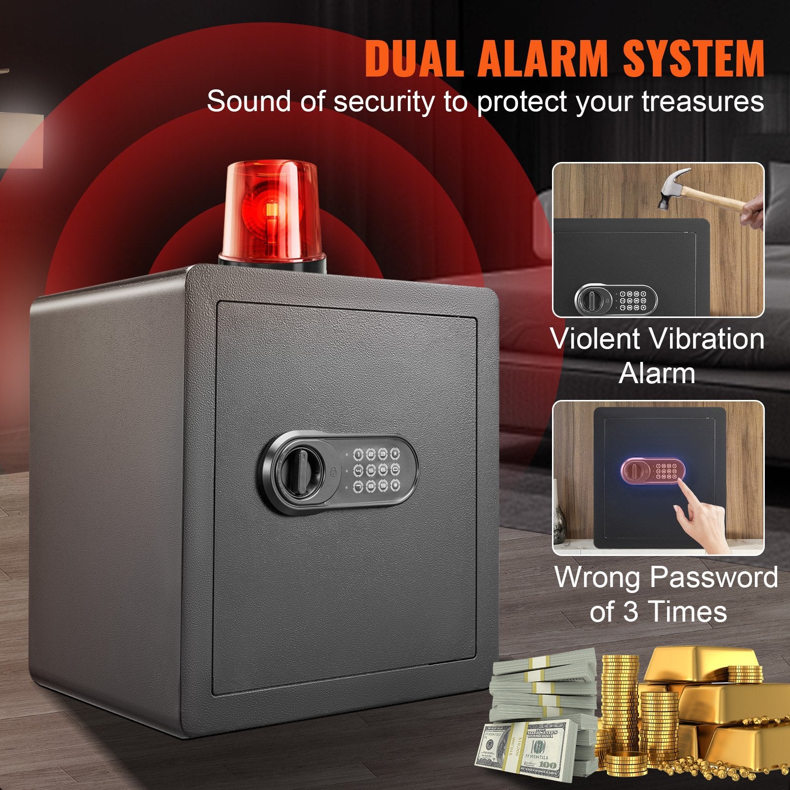 Beds & Bed Frames: VEVOR Safe 1.8 Cubic Feet Home Safe Steel for Cash Gold 15.75x13x16.9 inch