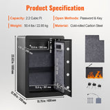 Beds & Bed Frames: VEVOR Safe 2.2 Cubic Feet Home Safe Steel for Cash Gold 15.75x13x23.6 inch