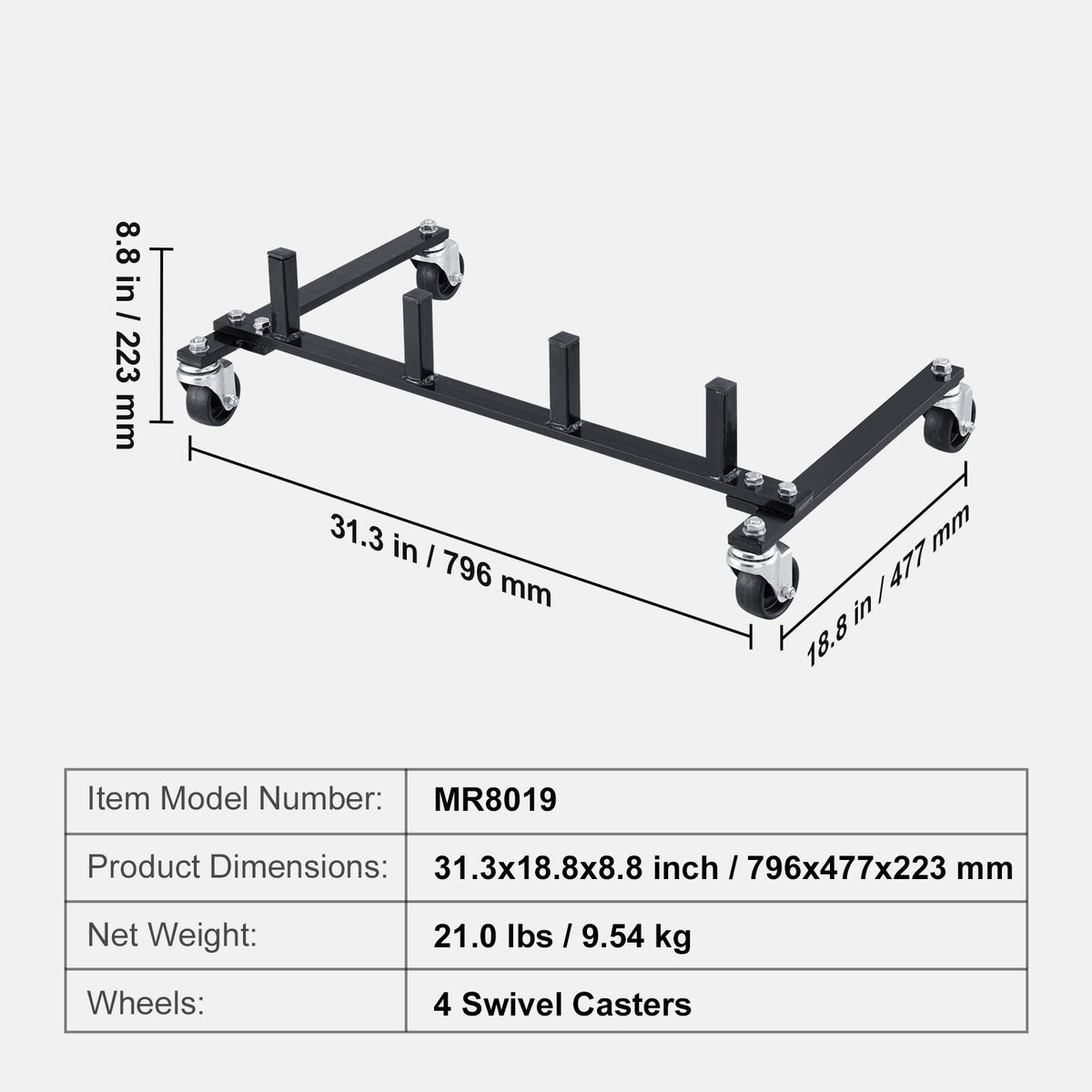 Car Dolly Rack, Storage Rack with 360° Rotatable Wheels, Hydraulic Ratchet Trolley Jack Stand Organizer, Jack Stands Holder Storage Rack, 4-Dolly Capacity, Compatible with Most Dollies