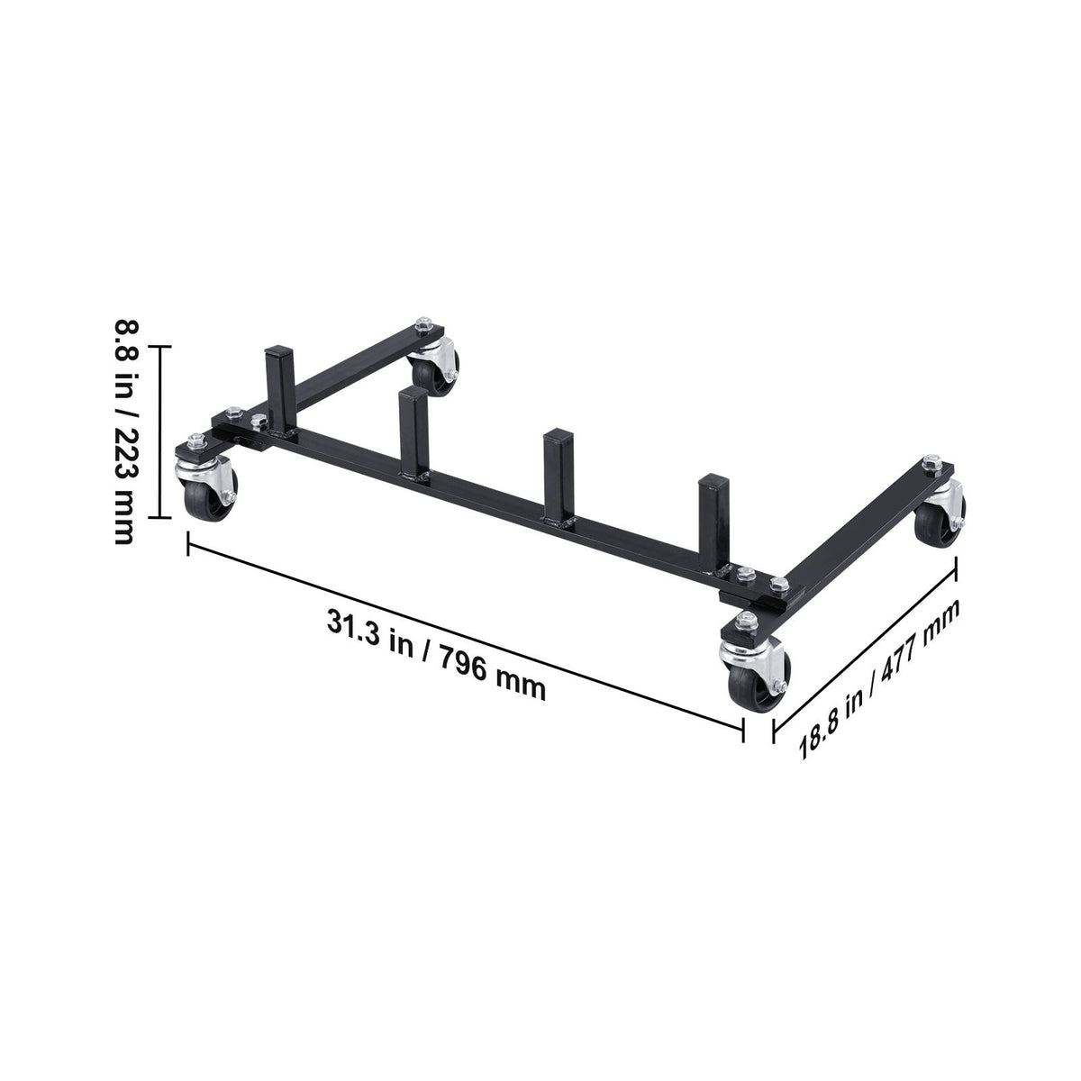 Car Dolly Rack, Storage Rack with 360° Rotatable Wheels, Hydraulic Ratchet Trolley Jack Stand Organizer, Jack Stands Holder Storage Rack, 4-Dolly Capacity, Compatible with Most Dollies