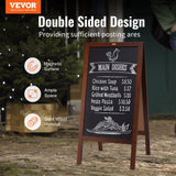 Posters, Paintings & Prints: VEOVR A Frame Chalkboard Sign, 50x102 cm Double-Sided Sidewalk Signs, Freestanding Vintage Wooden Chalk Board with Chalks & Magnetic Eraser, Rustic Brown Outdoor Sandwich Board Kitchen Home Wedding