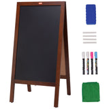 Posters, Paintings & Prints: VEOVR A Frame Chalkboard Sign, 50x102 cm Double-Sided Sidewalk Signs, Freestanding Vintage Wooden Chalk Board with Chalks & Magnetic Eraser, Rustic Brown Outdoor Sandwich Board Kitchen Home Wedding