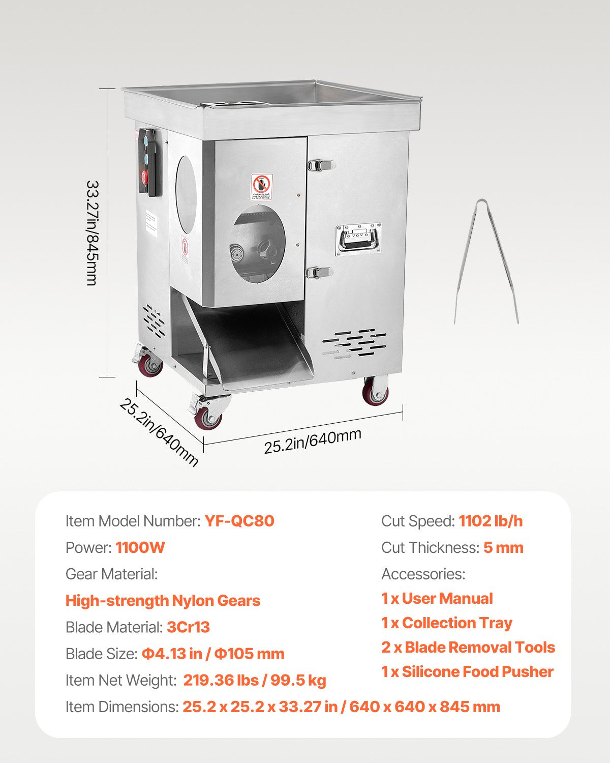 Electric Meat Cutter Machine 1100W Commercial Meat Slicer Cutting Machine