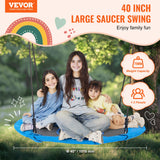 Garden Ornaments: VEVOR Tree Swing, 40 Inch Saucer Swing, 750lbs Weight Capacity, 900D Oxford Fabric Swing Seat with 2 Tree Hanging Straps and Adjustable Multi-Strand Ropes, Round Swing for Kids Outdoor, Blue