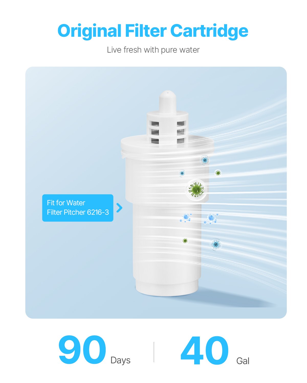 Automotive Repair & Speciality Tools: VEVOR Pitcher Water Filters 3-pack Replacements for Water Filter Pitcher 6216