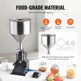 Food Storage: VEVOR Pneumatic Paste Liquid Filling Machine, 5-50ml Bottle Filler, Bottle Filling Machine, Stainless Steel Liquid Filler with Pedal for Milk Water Juice Essential Oil Shampoo Cosmetic Honey Lotion
