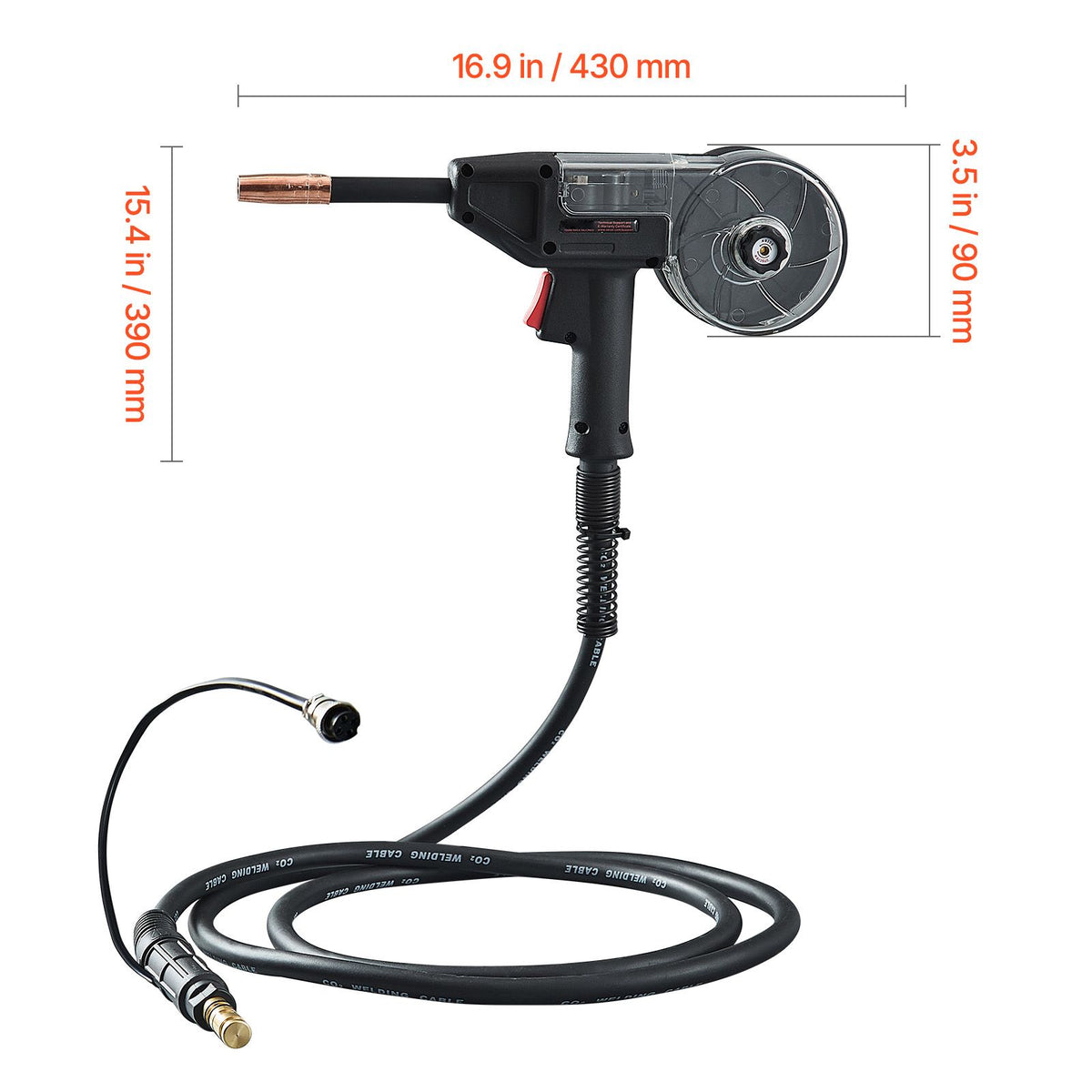 200Amp Spool Gun with 10FT Cable, Compatible with W Weldpro MlG200GDsv200 and MIG155GD Welders, Suitable for 0.030" and 0.035" Flux Core/Solid/Aluminum Welding Wires