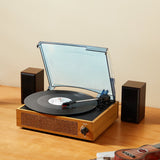 Audio Players & Recorders: VEVOR Bluetooth Vinyl Record Player 3-Speed Belt Driven Turntable 3W Speakers