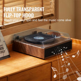Audio Players & Recorders: VEVOR Bluetooth Vinyl Record Player 3-Speed Belt Driven Turntable 10W Speakers