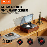 Audio Players & Recorders: VEVOR Bluetooth Vinyl Record Player 3-Speed Belt Driven Turntable 5W Speakers